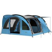 Outsunny 4 Person Easy Setup Family Camping Tent with 2 Rooms, Waterproof Tunnel Tent w/ Sewn In Groundsheet, Sky Blue & Grey
