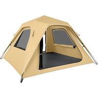 Outsunny Pop Up Tent 3000mm Waterproof Camping Tents with Mesh Windows 3-4 People Khaki