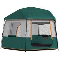 Outsunny Cabin Tent Easy Setup 3000mm Waterproof Camping Tent 4 Person with Carrying Bag Green