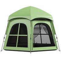 Outsunny Pop Up Tent 3000mm Waterproof Instant Camping Tent 3-4 Person with 2 Doors 4 Windows Green