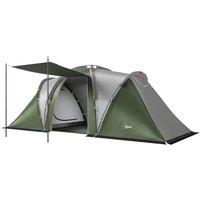 Outsunny Family Camping Tent 3000mm Waterproof Windproof Tunnel Tent 8-12 Person Two Bedrooms Green