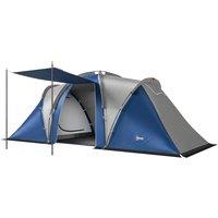 Outsunny Family Camping Tent 3000mm Waterproof Windproof Tunnel Tent 8-12 Person, Navy Blue & Light Grey