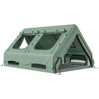 Outsunny Inflatable Camping Tent, 4 Season Hot Tent 10000mm Waterproof with Chimney Opening, Sky Light and Air Pump, Green