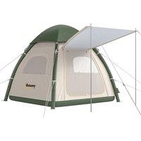 Outsunny Inflatable Camping Tent with Rainfly, 3 Man Air Tent 3000mm Waterproof Blow Up Tents, Beige