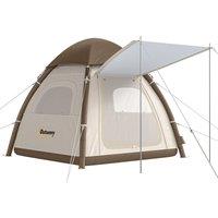 Outsunny Inflatable Camping Tent with Rainfly, 3 Man Air Tent 3000mm Waterproof Blow Up Tents, Cream