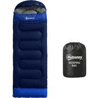 Outsunny Sleeping Bag for Adults, Lightweight & Compact Sleeping Bag, 3 Seasons, Navy Blue