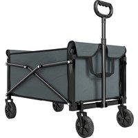 Outsunny 81L Festival Trolley on Wheels, Compact Garden Folding Trolley Cart with Adjustable Handle 80L, Grey