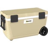 Outsunny 70L Insulated Cool Box with Wheels, Portable Ice Cooler with Handle, Lid and Drain Valve, Khaki