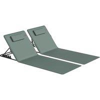 Outsunny Foldable Sun Loungers Set of 2, Portable Folding Beach Lounger with 4-level Adjustable Backrest, Grey