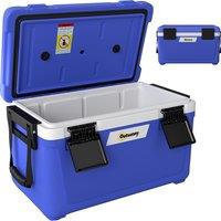 Outsunny 42.6L Insulated Cool Box, Lightweight Portable Ice Cooler with Handle, Lid and Drain Valve, Dark Blue