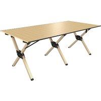 Outsunny 4ft Folding Camping Table, Waterproof Picnic Table with Roll Up Top and Metal Frame, Dark Brown