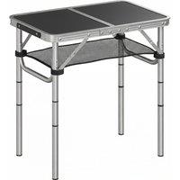 Outsunny 2ft Folding Camping Table, Picnic Table with Mesh Storage Layer, 4 Adjustable Heights and Carrying Handle, Black