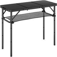 Outsunny 3ft Folding Camping Table, Picnic Table with Mesh Storage Layer, Carrying Bag and Metal Frame, Black