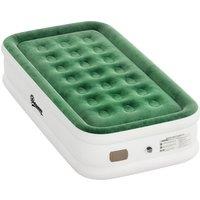 Outsunny Inflatable Mattress, Single Air Bed with Built-in Electric Pump, 3 Mins Inflation, Flocked Surface, Dark Green