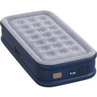 Outsunny Inflatable Mattress, Single Air Bed with Built-in Electric Pump, 3 Mins Inflation, Flocked Surface, Grey