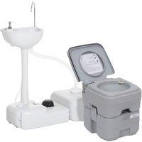 Outsunny Portable Toilet and Camping Sink Set with Fresh and Waste Tank, Wastewater Recycled Set for Outdoor Events