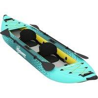 Outsunny 12.5' Inflatable Kayak Set, 2-person Sit on Canoe with Aluminium Oars, Blue and Yellow