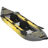 Outsunny 12.5' Inflatable Kayak Set, 2-person Sit on Canoe with Aluminium Oars, Grey and Yellow