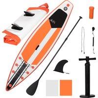 Outsunny 10'6" x 30" x 6" Inflatable Paddle Stand Up Board, Adjustable Aluminium Paddle, Non-Slip Deck Board, 320Lx76Wx15Hcm, White Aosom UK