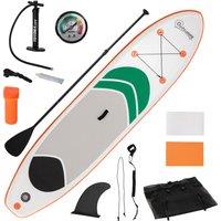Outsunny 10'6" x 30" x 6" Inflatable Non-Slip Paddle Stand Up Board w/ Adjustable Aluminium Paddle, ISUP Accessories, 320L x 76W x 15H cm - White