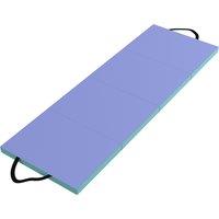 SPORTNOW Foldable Gymnastics Mat, 6 ft Long & Four Folding Thick Exercise Tumbling Mat with Carrying Handles, Green & Purple