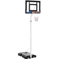 SPORTNOW 2.1-2.6m Adjustable Basketball Hoop and Basketball Stand w/ Backboard and Weighted Base, Portable on Wheels, White