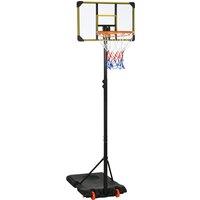 SPORTNOW Height Adjustable Basketball Hoop and Stand with Firm Backboard and Weighted Base, Portable on Wheels, Yellow Aosom UK