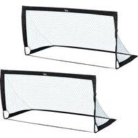 HOMCOM Steel Frame Weather Resistant Football Goal Sports Black Aosom UK