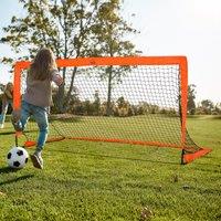 HOMCOM Outdoor Folding Football Goal, Tetoron Mesh, Orange, Ideal for Garden and Park Play Aosom UK