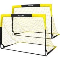SPORTNOW Set of 2 Pop Up Football Goal, Portable Folding Football Net with Carry Bag, 8 U-Shaped Ground Stakes, Fibreglass Pole