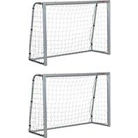 SPORTNOW 6ft x 4ft Football Goal, Set of 2 Football Net for Garden, Training Goal with Ground Stakes, Steel Frame Aosom UK
