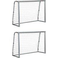 SPORTNOW 8ft x 5ft Football Goal, Set of 2 Football Net for Garden, Training Goal with Ground Stakes, Steel Frame Aosom UK
