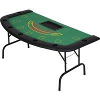 HOMCOM Poker Table, 7-Player Folding Blackjack Table with Chip Tray, Cup Holders, Padded Rails, 182 x 91 x 75 cm, Green