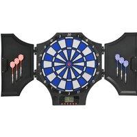 SPORTNOW Electronic Dartboard Set w/ 31 Games for 8 Players, Dart Board Set w/ Cabinet, 6 Soft Darts & Spare Tips, LCD Scoring Indicator Aosom UK