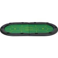 SPORTNOW Foldable Poker Mat for 10 Players, Oval Poker Table Top with Cup Holders, Poker Table Cloth with Carrying Bag, 180x90 cm, Green Aosom UK