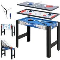 SPORTNOW 5 in 1 Multi Games Table Combo Sports Game Table for Kids, Mini Pool/Table Tennis/Hockey/Basketball Arcade Game/Bow and Arrow, Blue
