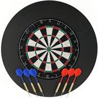 SPORTNOW Professional Bristle Dartboard Set with EVA Surround Ring, 6 Steel Tip Darts, Black