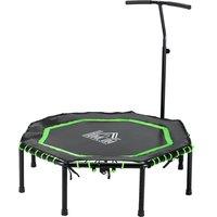 HOMCOM 48" Octagonal Mini Fitness Rebounder Trampoline Indoor Outdoor Foldable Mini Jumper with Adjustable Handle, Green Aosom UK