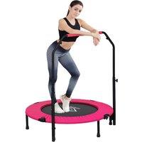HOMCOM 40 Foldable Mini Fitness Trampoline, with Adjustable Foam Handle, Pink