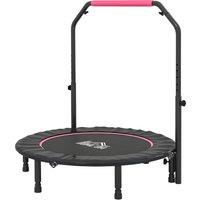 HOMCOM 45 Foldable Mini Fitness Trampoline, with Adjustable Foam Handle, Pink
