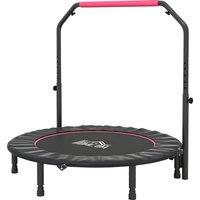 HOMCOM 48 Foldable Mini Fitness Trampoline, with Adjustable Foam Handle, Pink