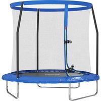 SPORTNOW 8ft Trampoline with Safety Enclosure Net, Steel Frame Outdoor Trampoline, Jumping Mat with Edge Safety Cover for Fitness, Blue Aosom UK