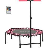 SPORTNOW 45" Rebounder Trampoline for Adults, Quiet Bungee Rebounder with LED Lights and Adjustable Handle, Pink
