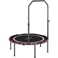 SPORTNOW 40" Foldable Fitness Trampoline Rebounder with Handle, Pink