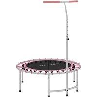 SPORTNOW 40 Fitness Trampoline, Mini Rebounder Trampoline for Adults with 5-Level Adjustable Handle, Indoor Exercise Bungee Rebounder, Max Load 100KG, Pink