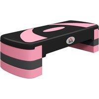 HOMCOM Aerobic Step with 3-Level Adjustable Heights for Home, Office Exercise, Black and Pink