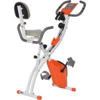 HOMCOM 2-in-1 Upright Exercise Bike Stationary Foldable Magnetic Recumbent Cycling with Arm Resistance Bands Orange Aosom UK