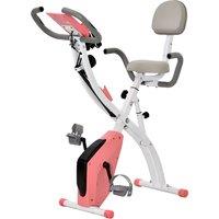 HOMCOM 2-in-1 Upright Exercise Bike Stationary Foldable Magnetic Recumbent Cycling with Arm Resistance Bands Pink Aosom UK