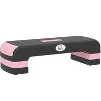 HOMCOM Aerobic Step with 3-Level Adjustable Heights for Home, Office Exercise, Black and Pink