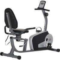 HOMCOM Exercise Bike with LCD Display, Stationary Bike with Quiet 8-Level Magnetic Resistance, Adjustable Seat and Backrest, Indoor Cycling Exercise Equipment for Home Gym Fitness Workout Training